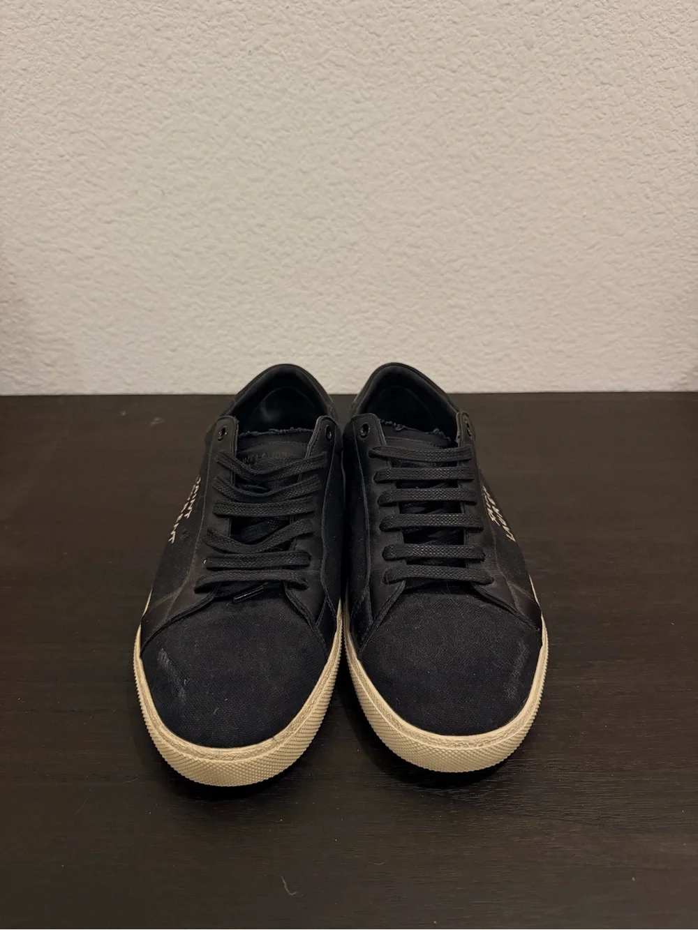 Saint Laurent Black Canvas Low-Top men’s Sneakers with Cream Sole